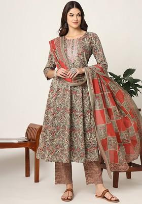 Pink Printed Cotton Kurta Set