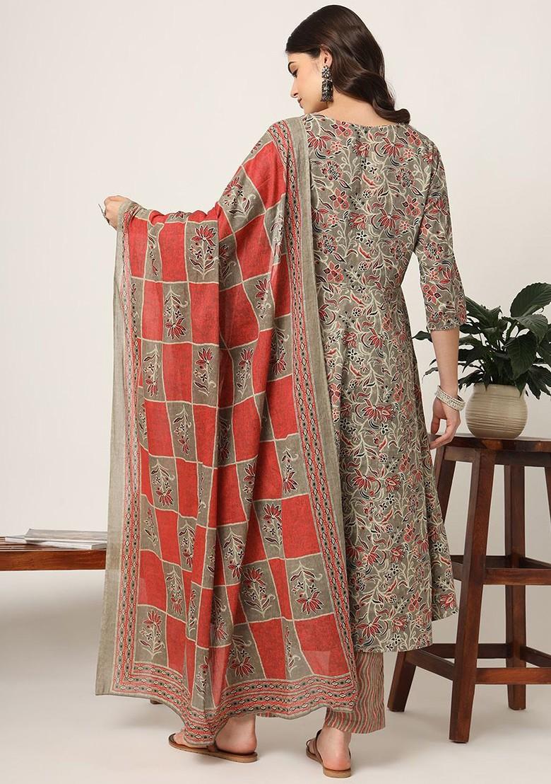 Pink Printed Cotton Kurta Set