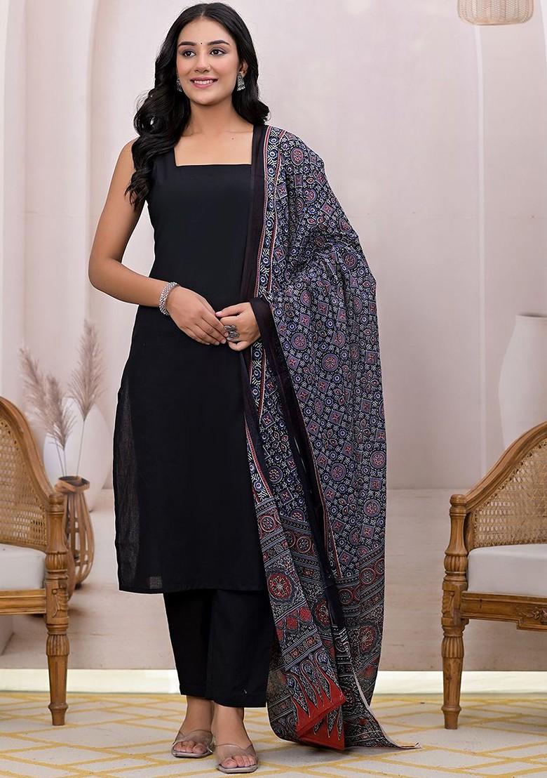 Black  Cotton Kurta Set