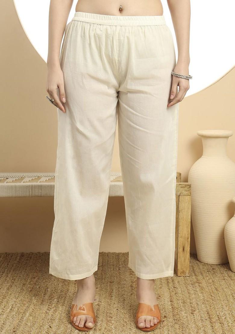 Cream Embroidered Cotton Kurta Set