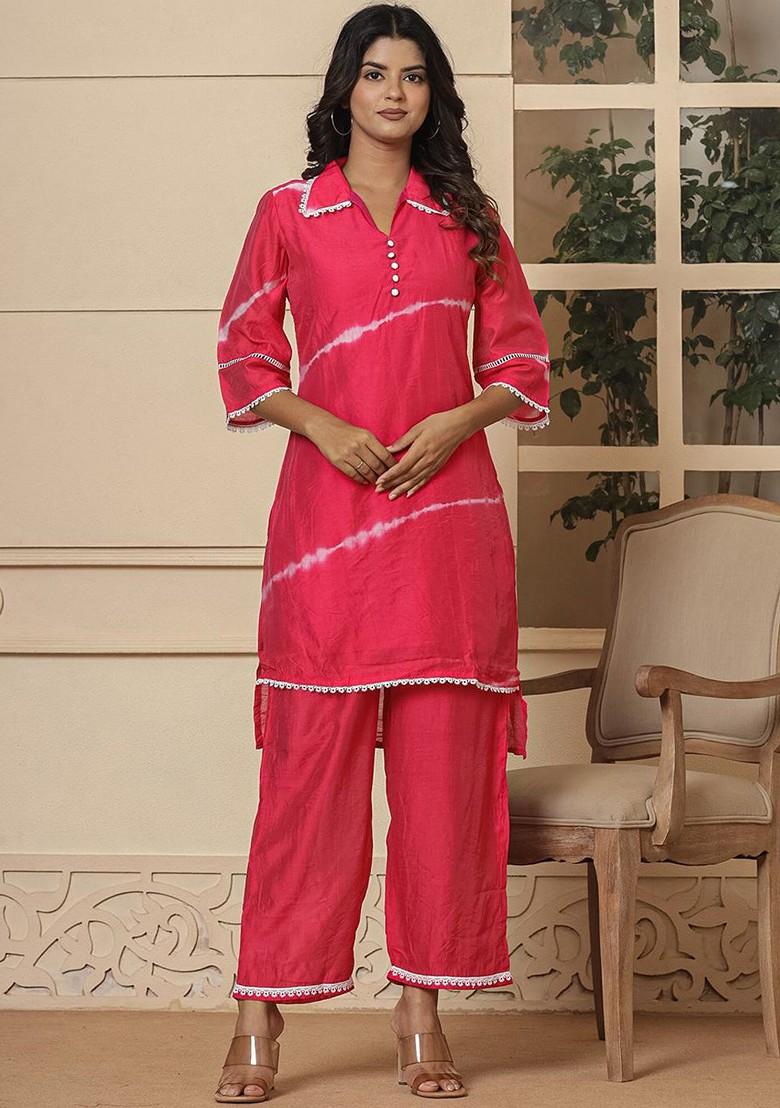 Pink  Poly Blend Co-Ord Set