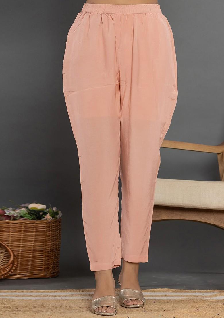 Peach Printed Silk Kurta Set