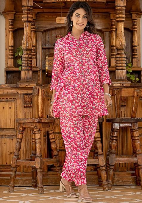 Pink Printed Cotton Co-Ord Set
