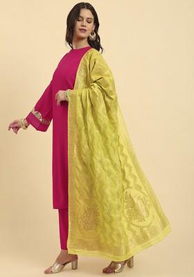 Pink  Poly Blend Kurta Set