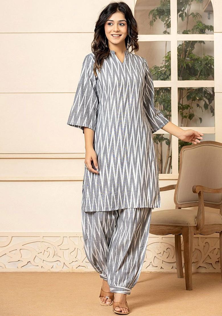 Grey Printed Cotton Co-Ord Set