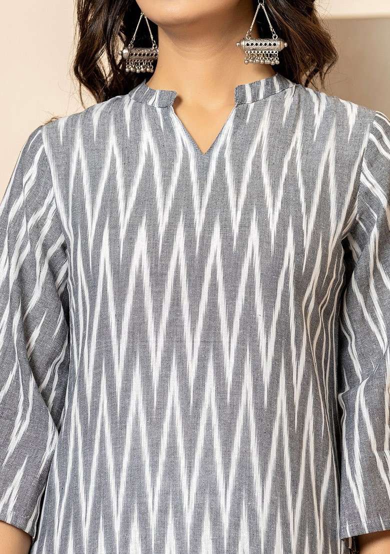 Grey Printed Cotton Co-Ord Set - Indya