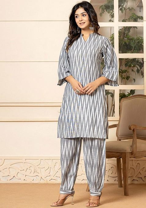 Grey Printed Cotton Co-Ord Set