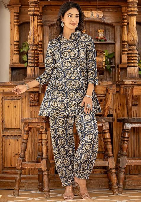 Blue Printed Cotton Co-Ord Set