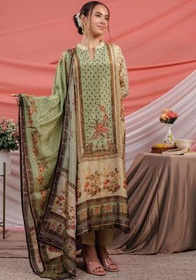 Green Embroidered Silk Kurta Set