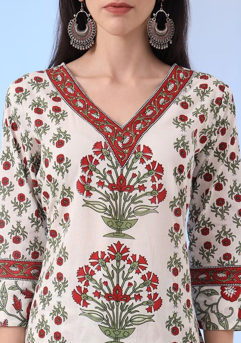 White Embroidered Cotton Kurta Set