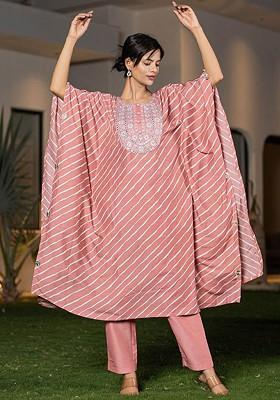 Peach Poly Blend Kurta Set
