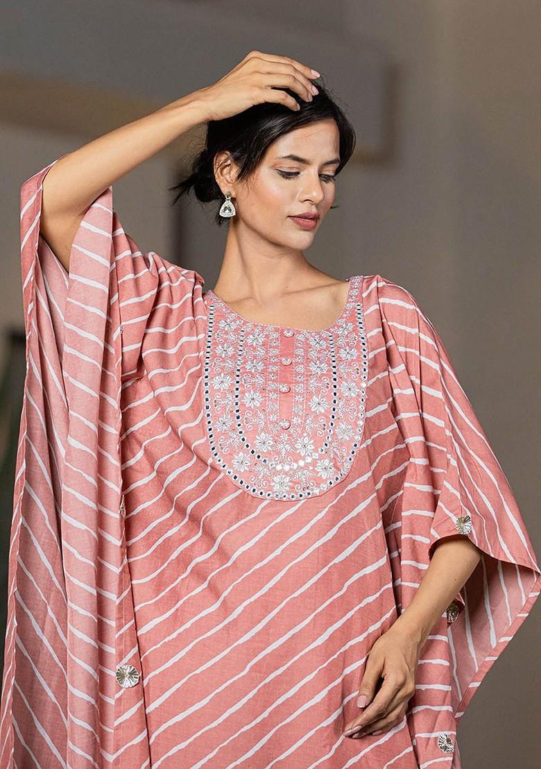 Peach Poly Blend Kurta Set