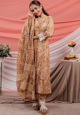 Yellow Printed Cotton Kurta Set