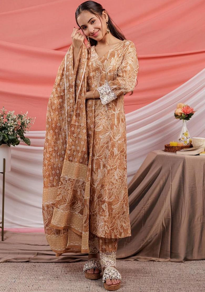 Yellow Printed Cotton Kurta Set