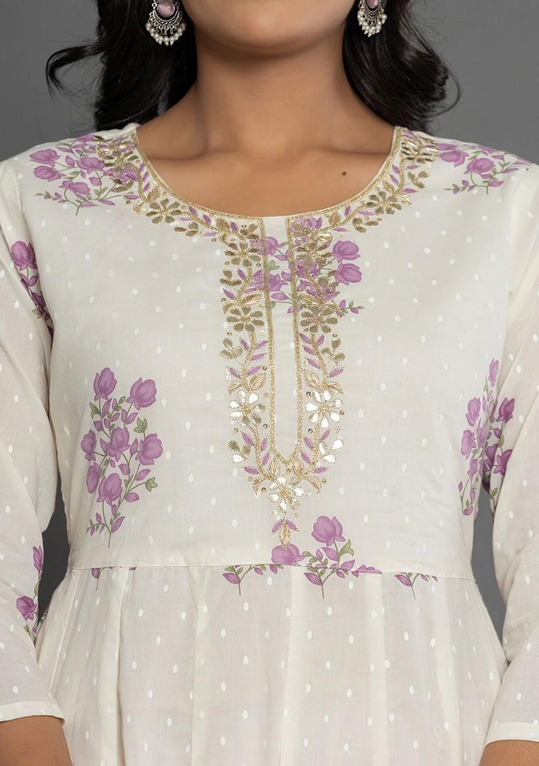 White Embroidered Cotton Kurta Set