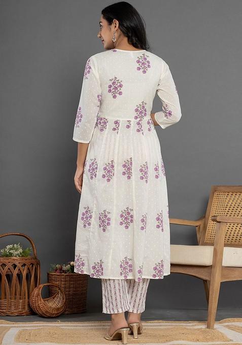 White Embroidered Cotton Kurta Set