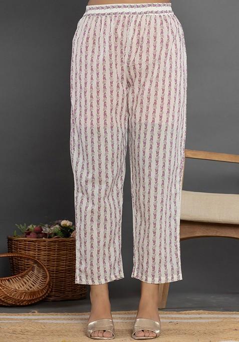 White Embroidered Cotton Kurta Set