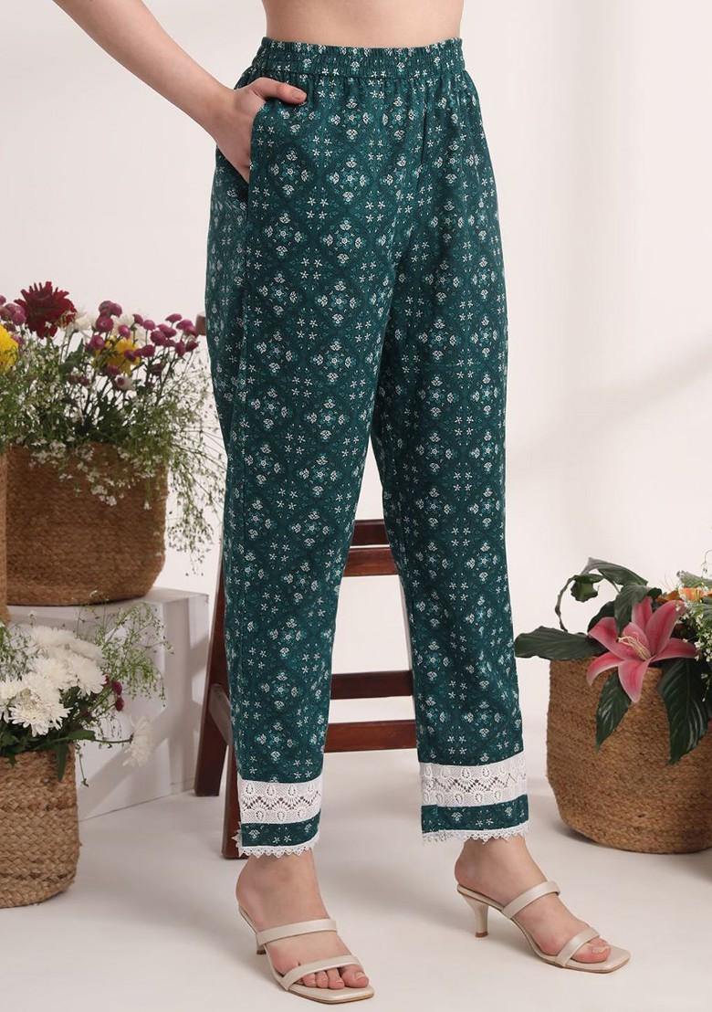 Green Printed Cotton Kurta Set