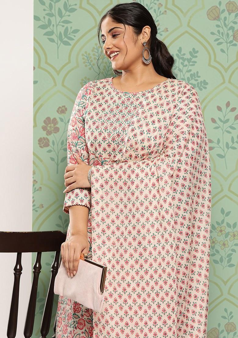 Pink Printed Cotton Kurta Set