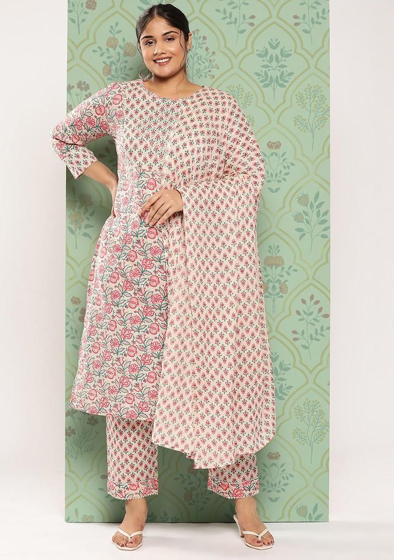 Pink Printed Cotton Kurta Set