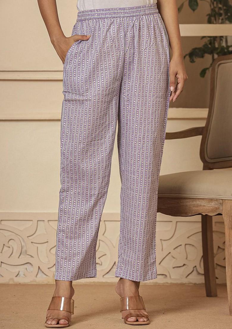 Purple Embroidered Cotton Kurta Set