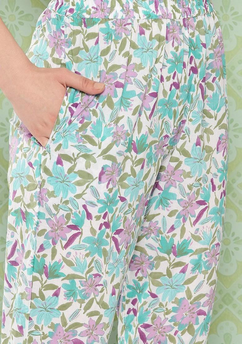 Green Printed Cotton Kurta Set