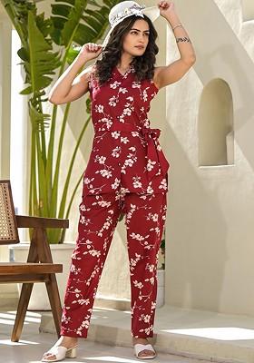 Red Printed Cotton Co-Ord Set
