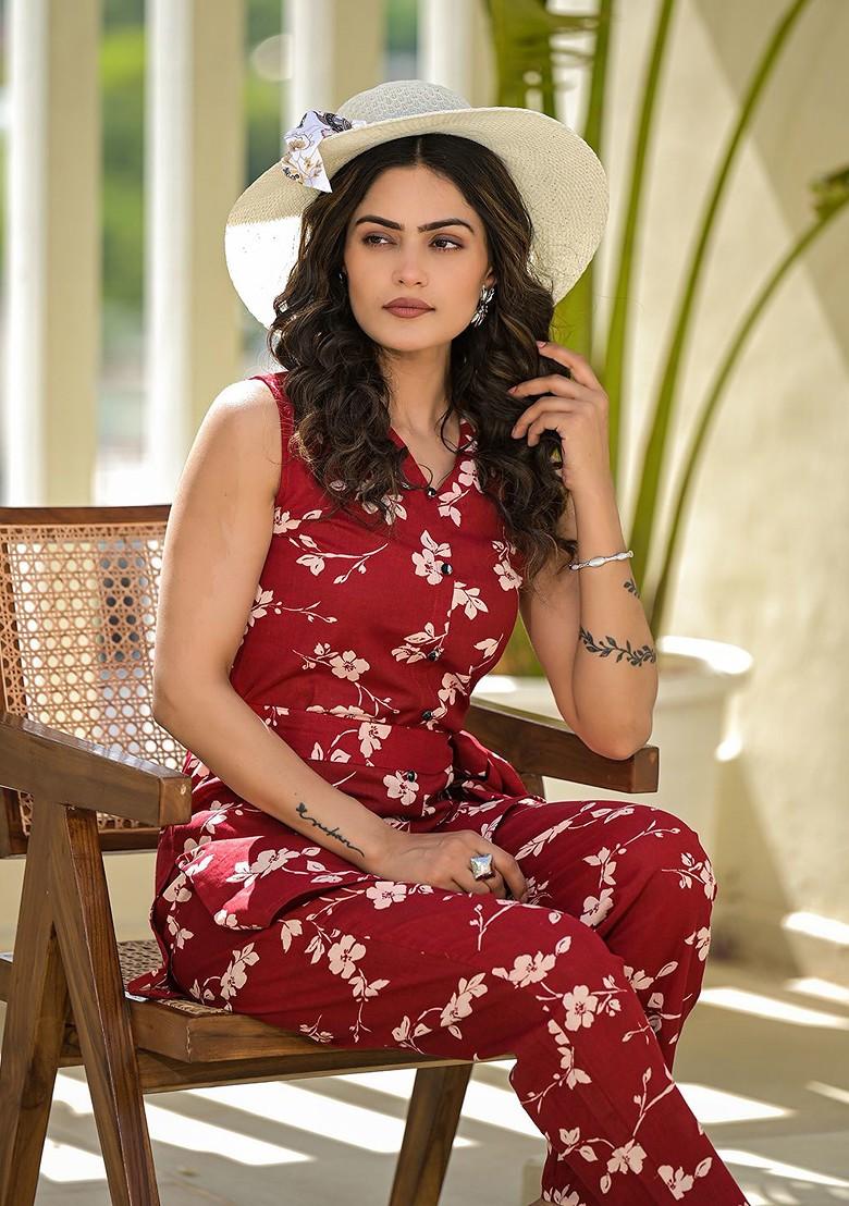 Red Printed Cotton Co-Ord Set