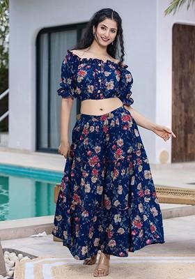 Blue Printed Cotton Co-Ord Set