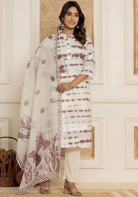 White Embroidered Cotton Kurta Set