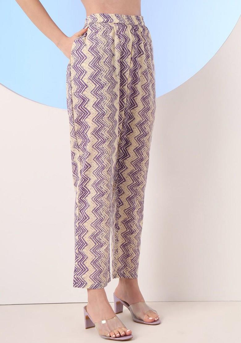 Purple Embroidered Cotton Kurta Set