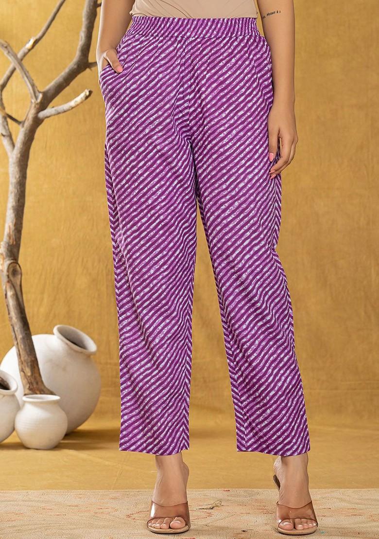 Purple Printed Cotton Kurta Set