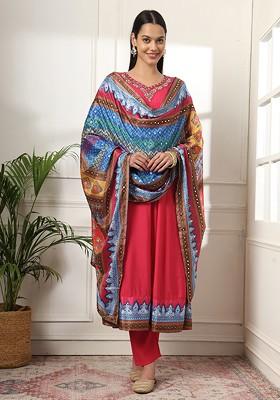 Pink Poly Blend Kurta Set