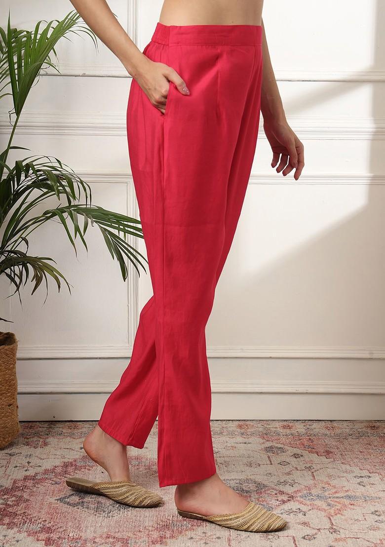 Pink Poly Blend Kurta Set