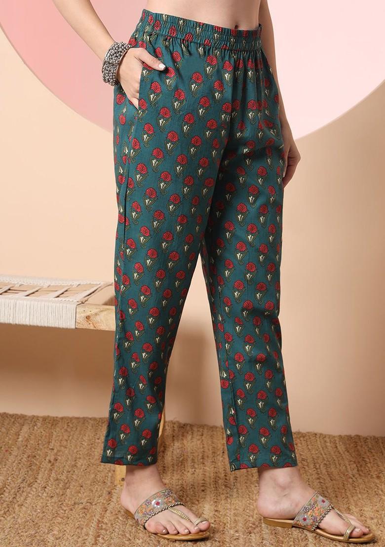 Green Printed Cotton Kurta Set