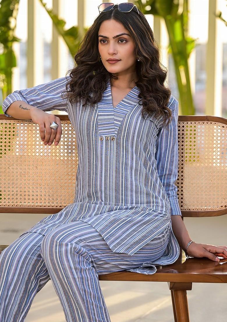 Blue Cotton Co-Ord Set - Indya