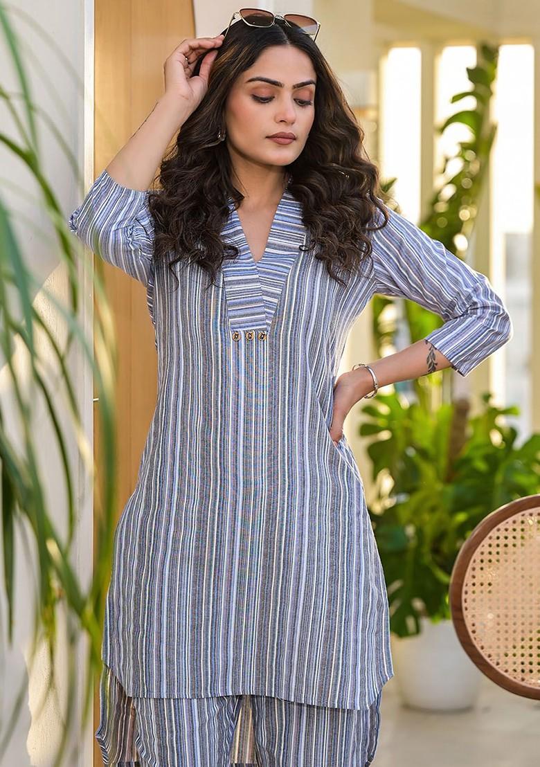 Blue Cotton Co-Ord Set - Indya