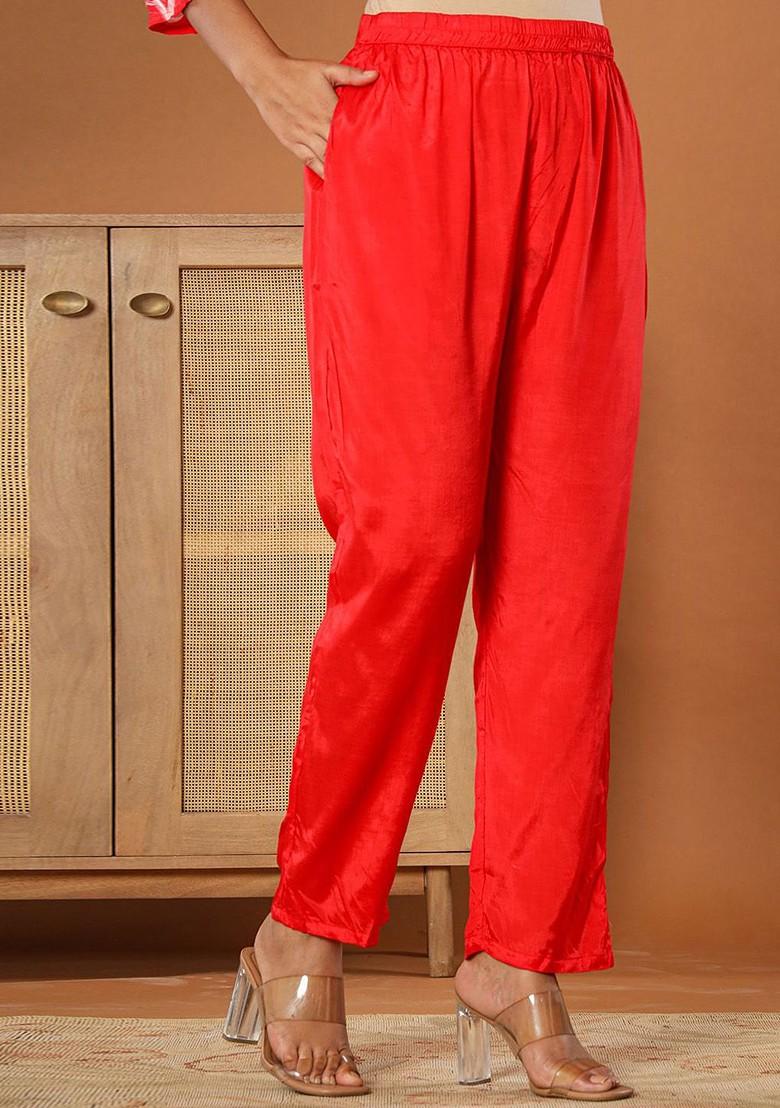 Pink Printed Poly Blend Kurta Set