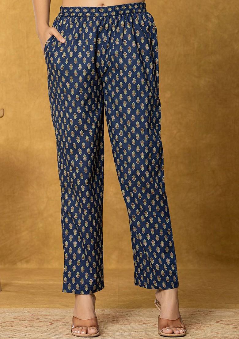 Blue Printed Cotton Kurta Set