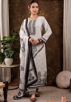 White Embroidered Cotton Kurta Set