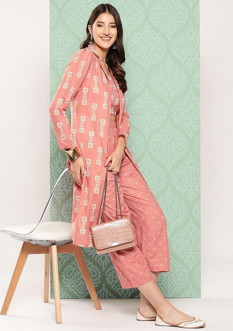 Peach Printed Cotton Co-Ord Set