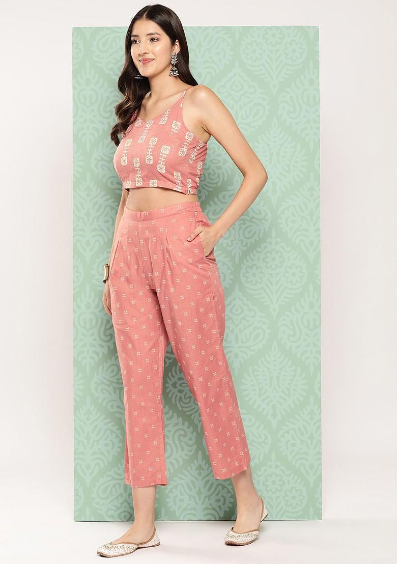 Peach Printed Cotton Co-Ord Set
