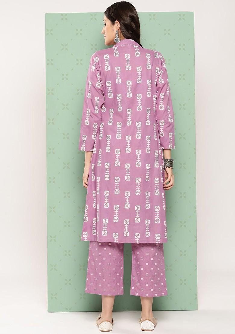 Purple Printed Cotton Co-Ord Set