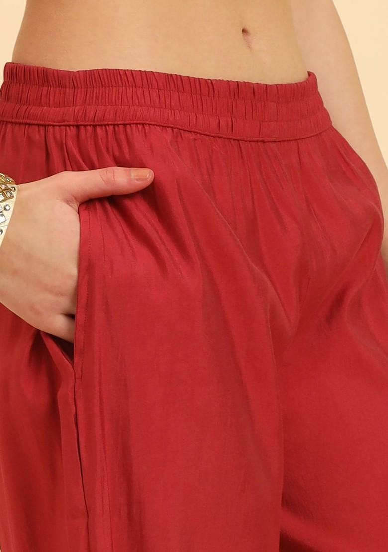 Orange  Poly Blend Kurta Set