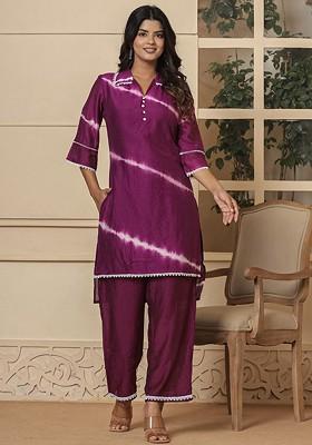 Purple Poly Blend Co-Ord Set