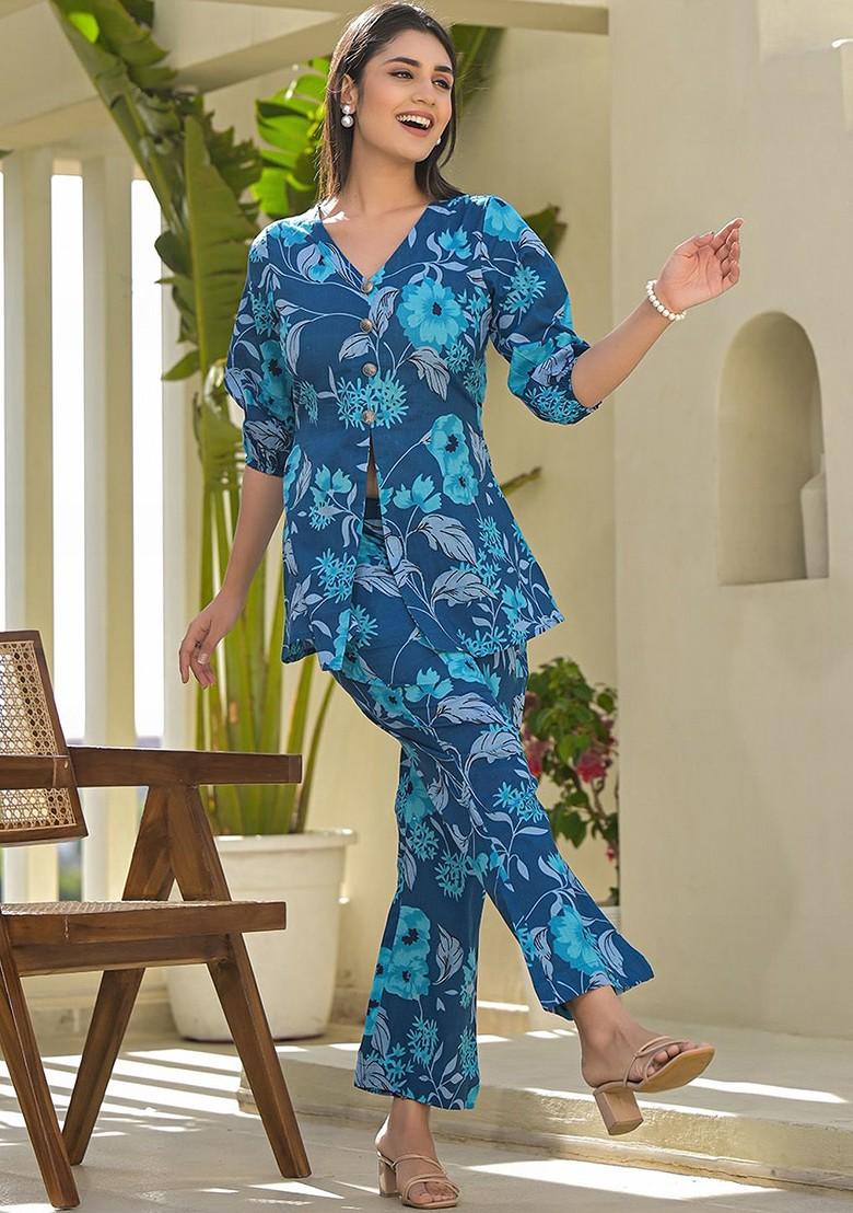 Blue Printed Cotton Co-Ord Set