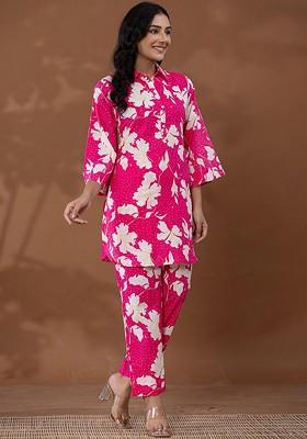Pink Printed Cotton Co-Ord Set