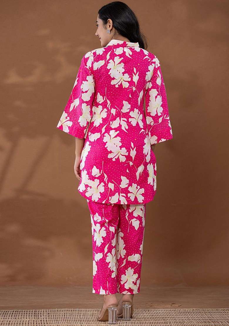 Pink Printed Cotton Co-Ord Set - Indya
