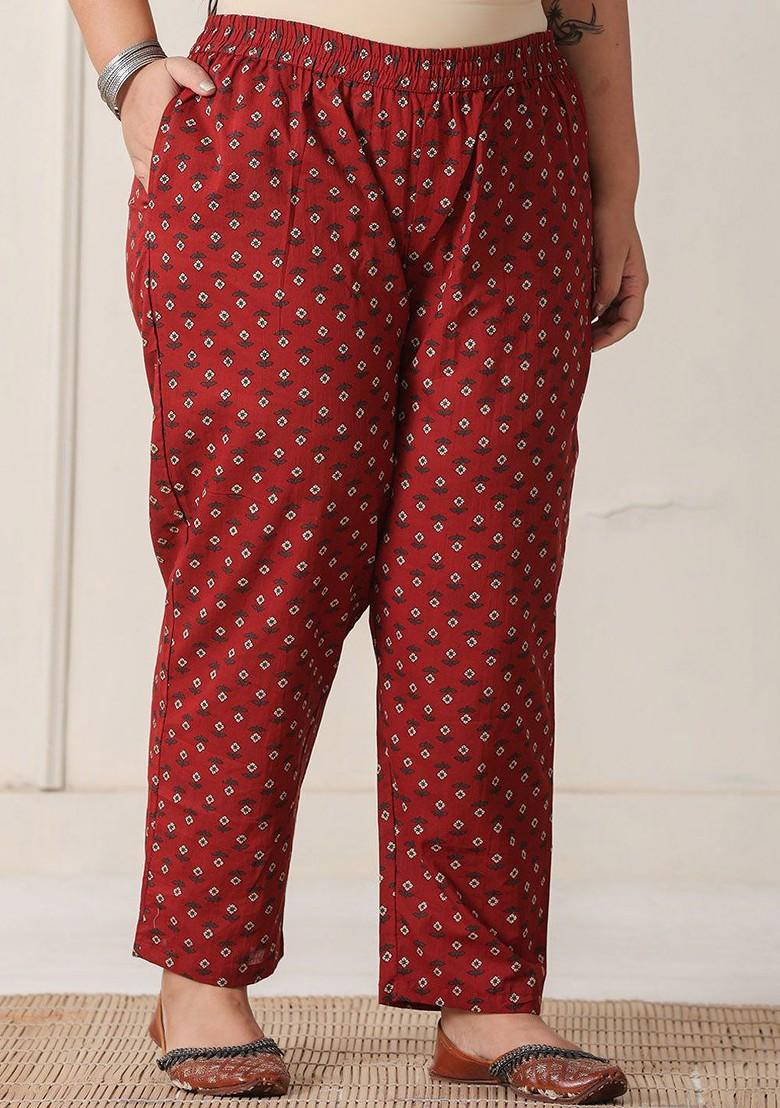 Red Printed Cotton Kurta Set