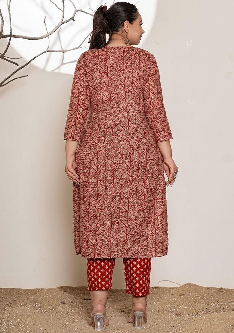 Maroon Cotton Kurta Set